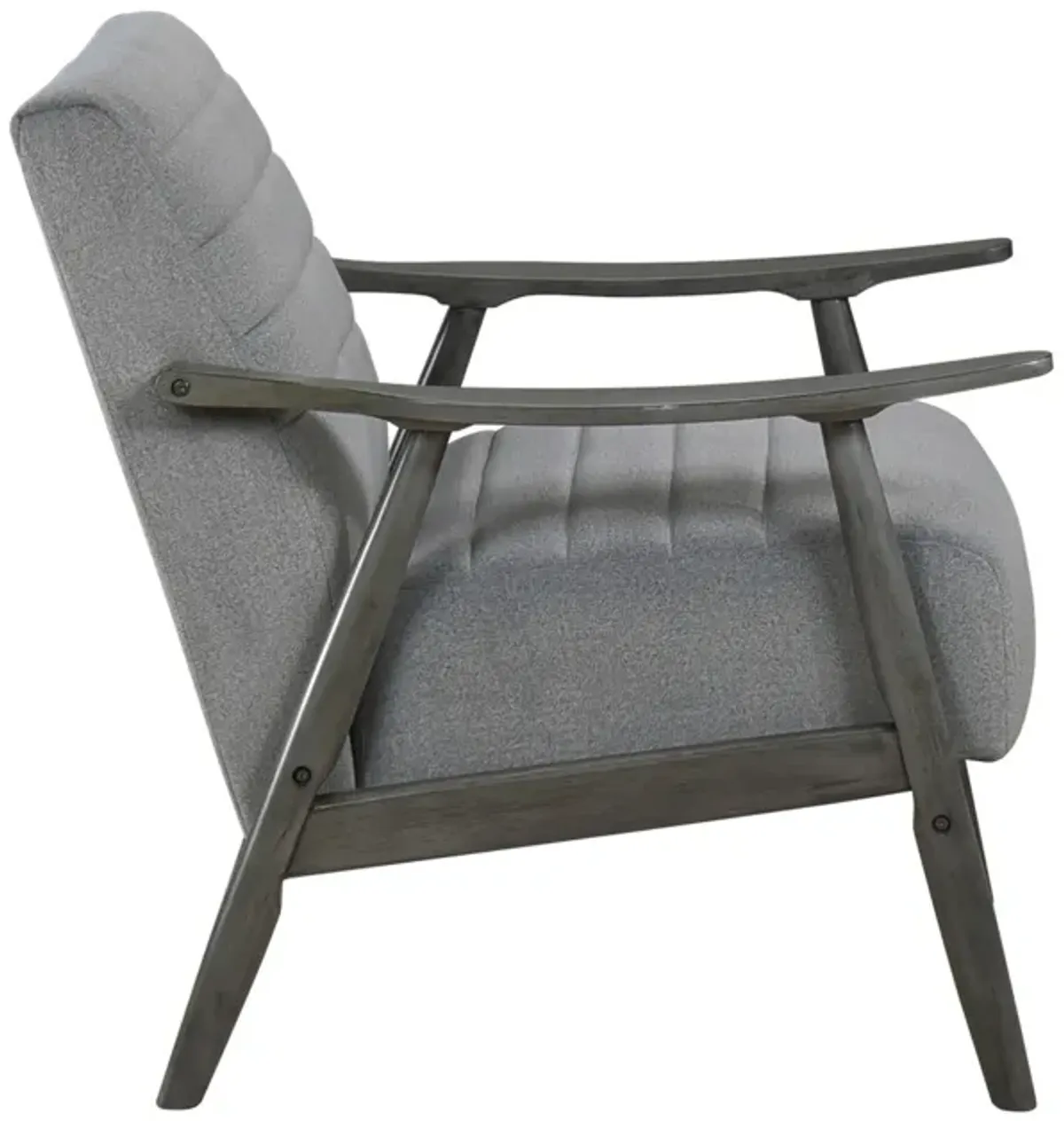 Tira 32 Inch Accent Chair, Channel Stitched, Gray Velvet, Solid Wood Frame - Benzara
