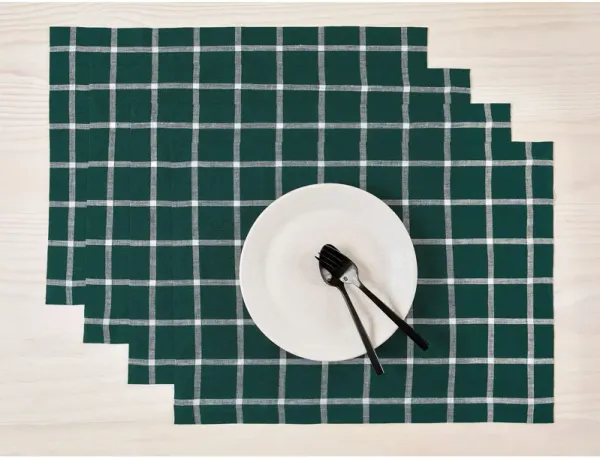 Solino Home 100% Pure Linen Placemats 14 x 19 Inch Set of 4 - Windowpane
