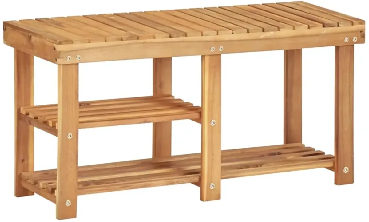 vidaXL Shoe Rack 35.4"x12.5"x18.1" Solid Acacia Wood