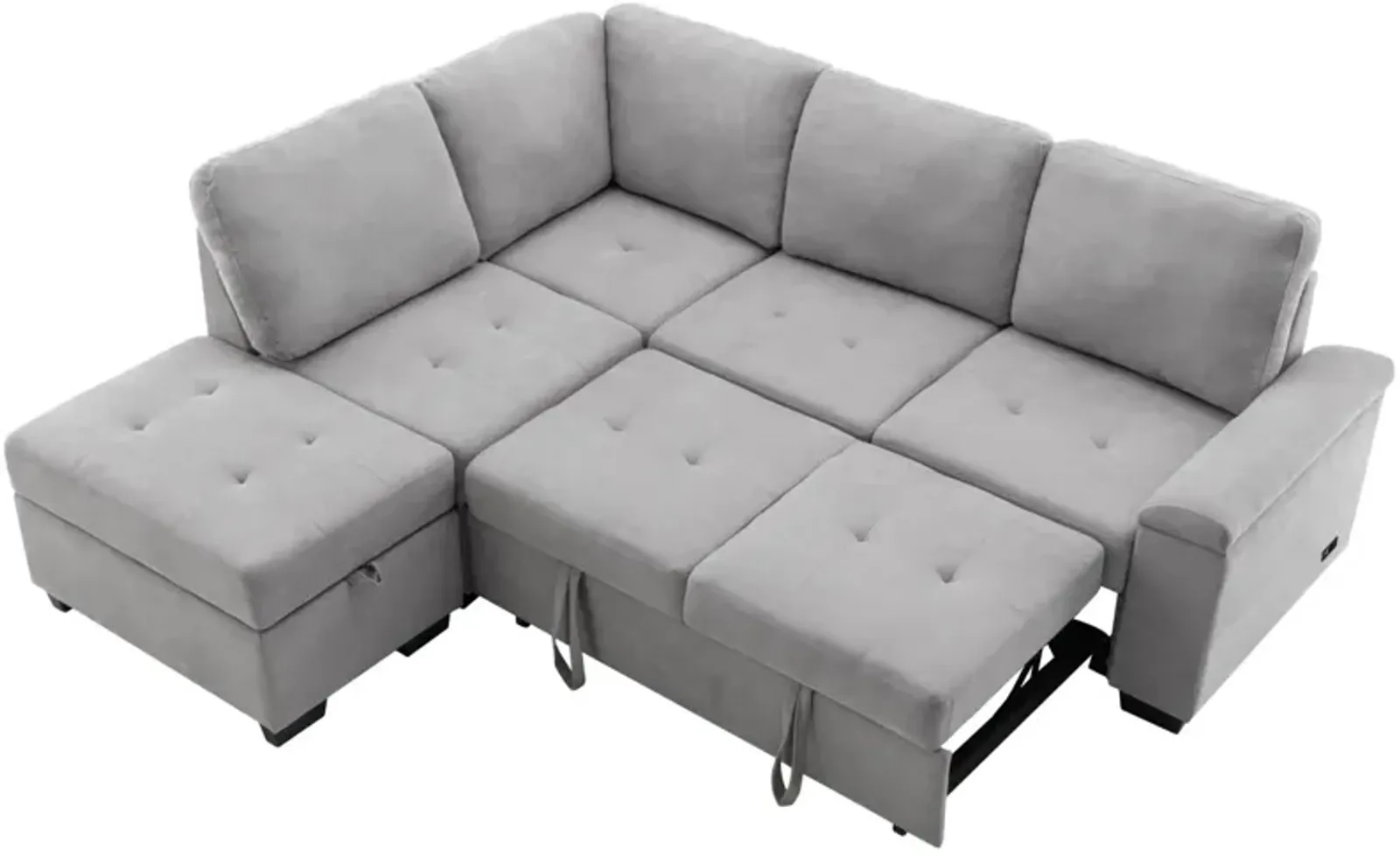 L-Shaped Sleeper Sectional Sofa with USB Charge