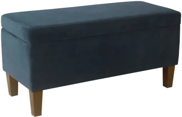 Ava Accent Storage Bench Ottoman with Navy Brown Velvet, 36 Inch