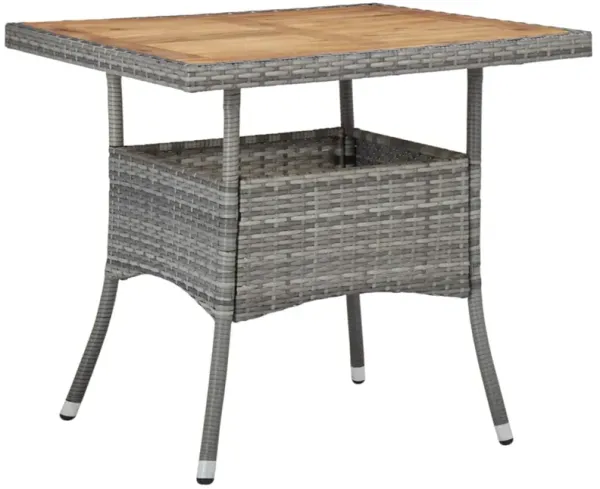 vidaXL Outdoor Dining Table Gray Poly Rattan and Solid Acacia Wood