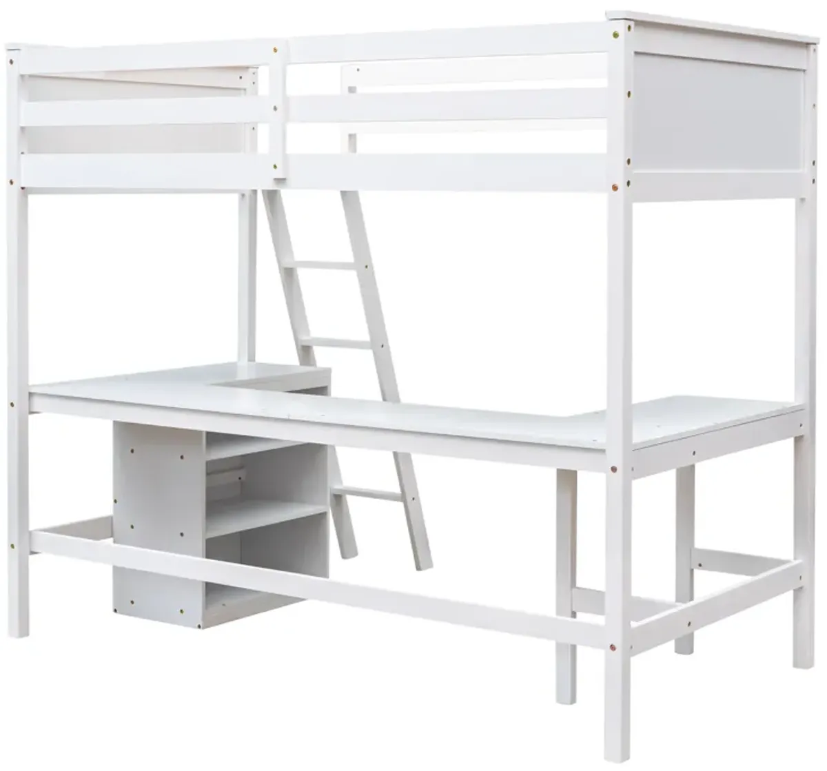 Merax Loft Bed with Shelves and Desk