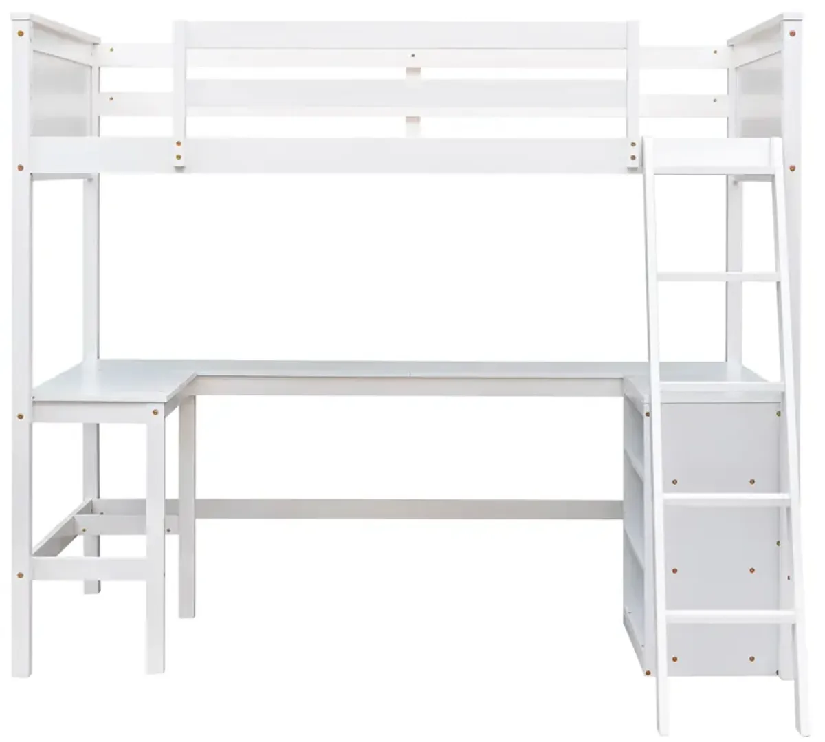 Merax Loft Bed with Shelves and Desk