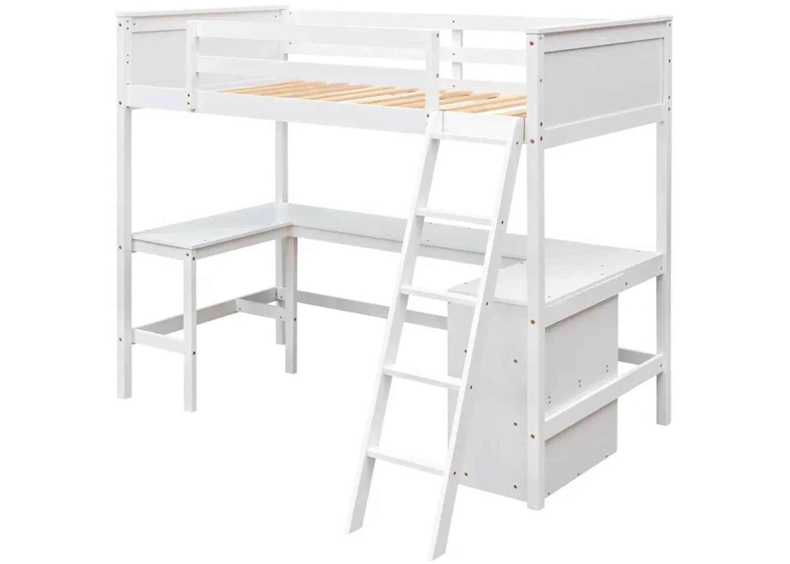 Merax Loft Bed with Shelves and Desk