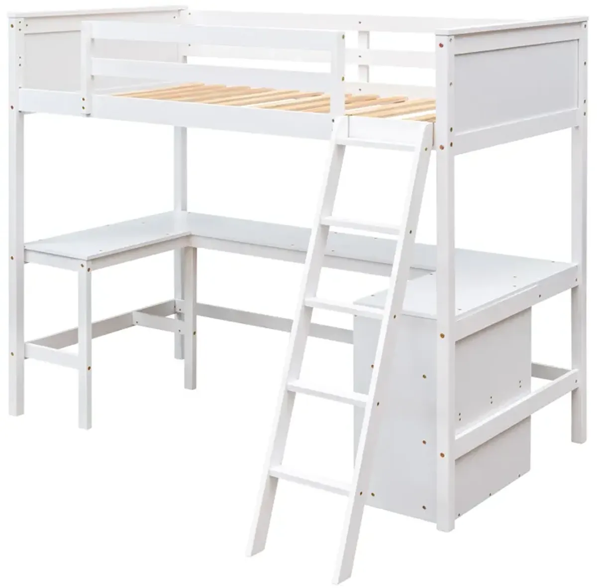 Merax Loft Bed with Shelves and Desk