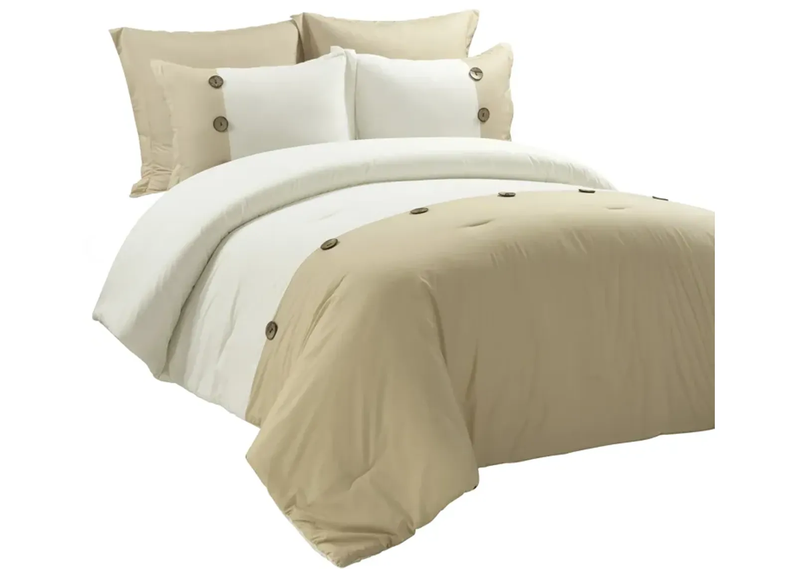 Linen Button Cotton Blend Comforter 5-Pc Set