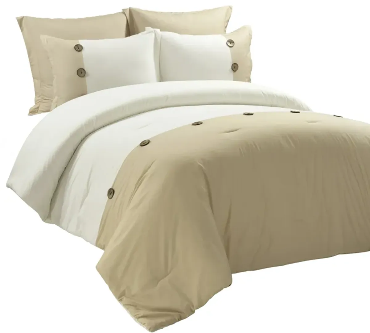 Linen Button Cotton Blend Comforter 5-Pc Set