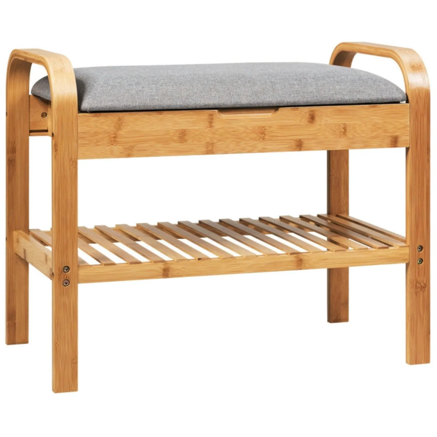 Hivvago Shoe Rack Bench Bamboo with Storage Shelf -Natural