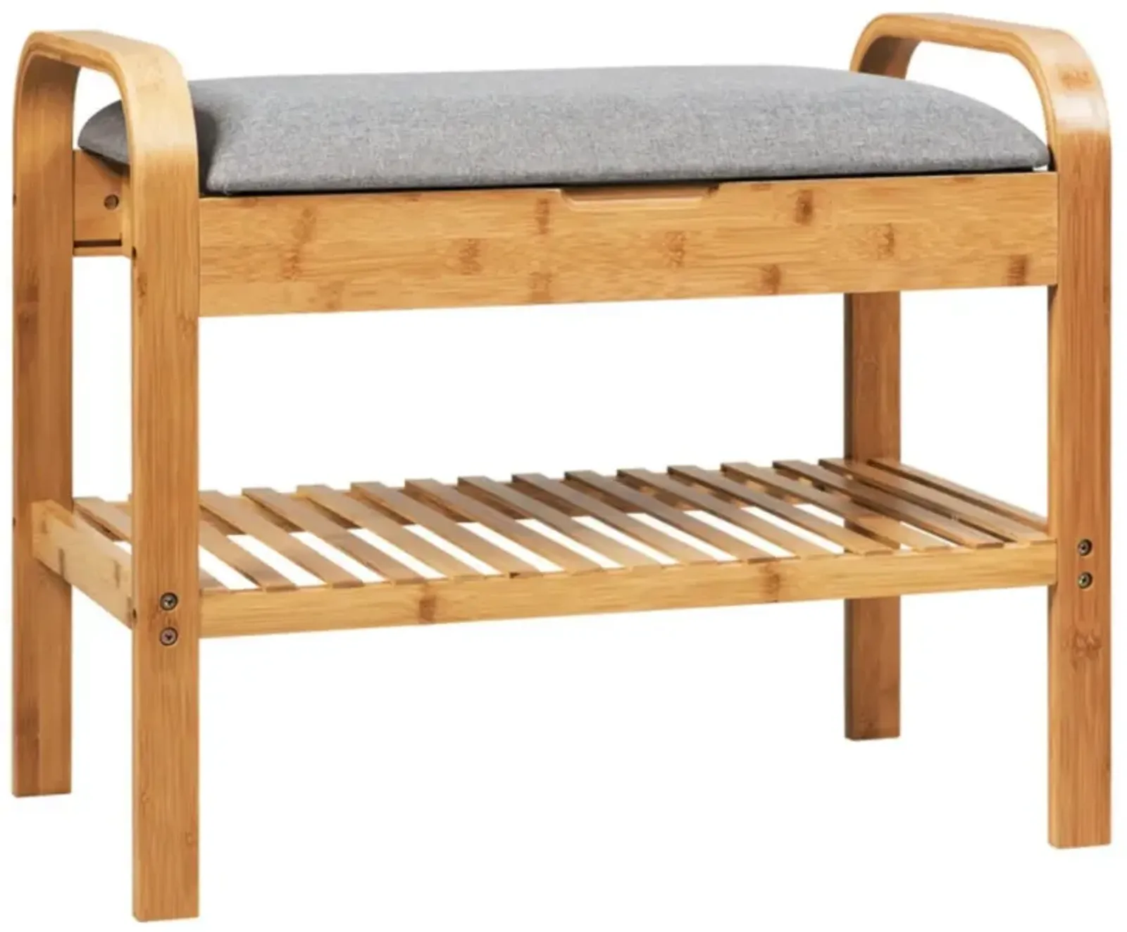 Hivvago Shoe Rack Bench Bamboo with Storage Shelf -Natural