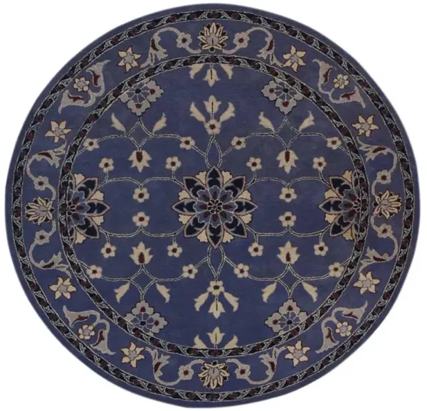 RUGSOTIC CARPETS HAND TUFTED WOOL ECO-FRIENDLY AREA RUGS  - 6'x6', Round Shape, Blue, Classic Oriental Traditional  Design, High Pile Handmade Area Rugs for Living Room, Bed Room (K00630)