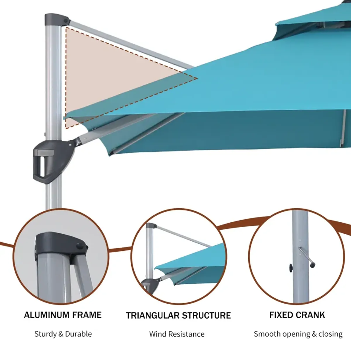 MONDAWE 10ft 2-Tier Square Cantilever Outdoor Patio Umbrella with Included Cover