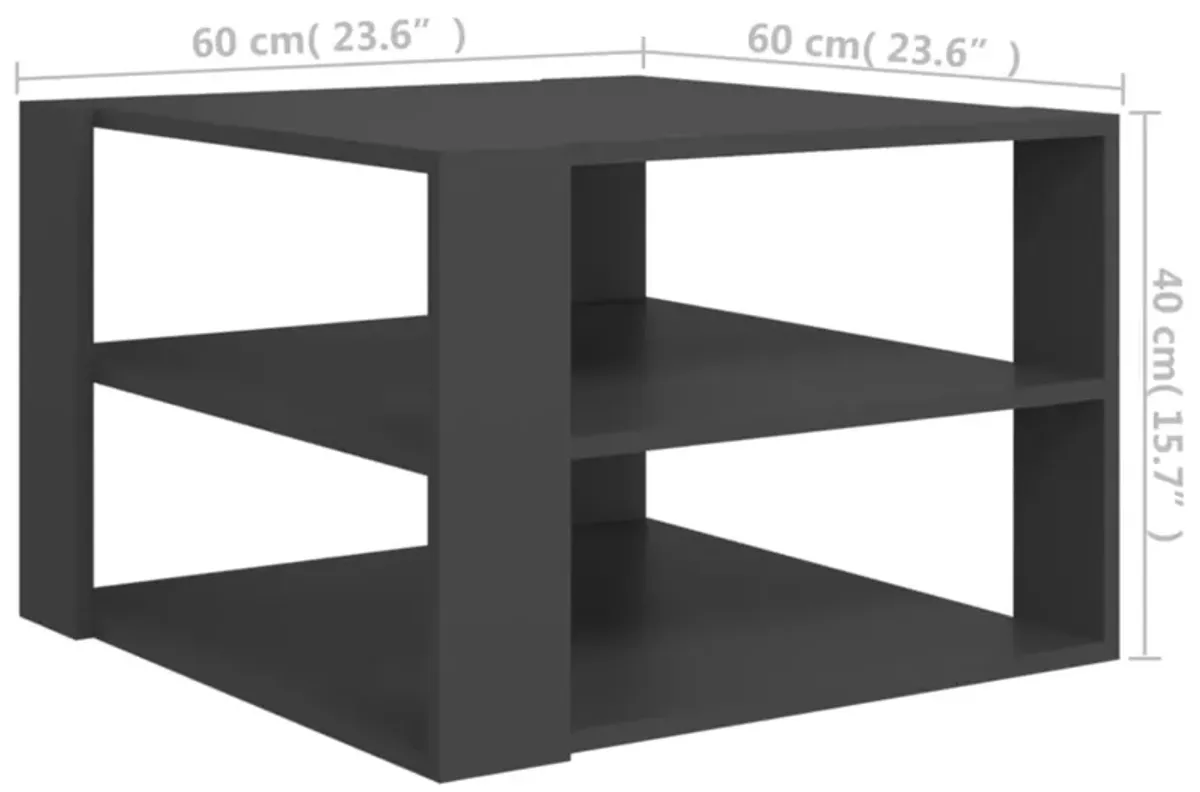 vidaXL Coffee Table Gray 24"x24"x16" Chipboard