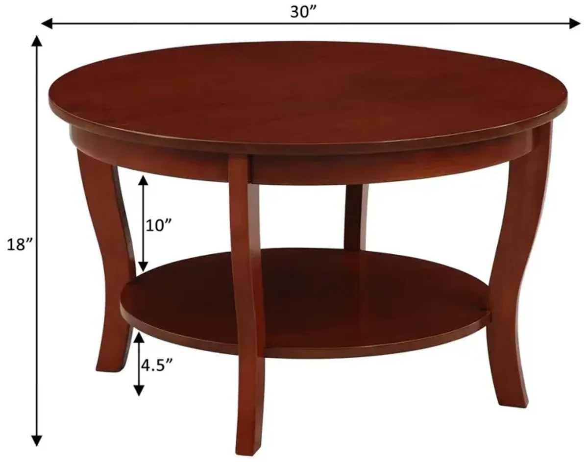 American Heritage Round Coffee Table with Shelf