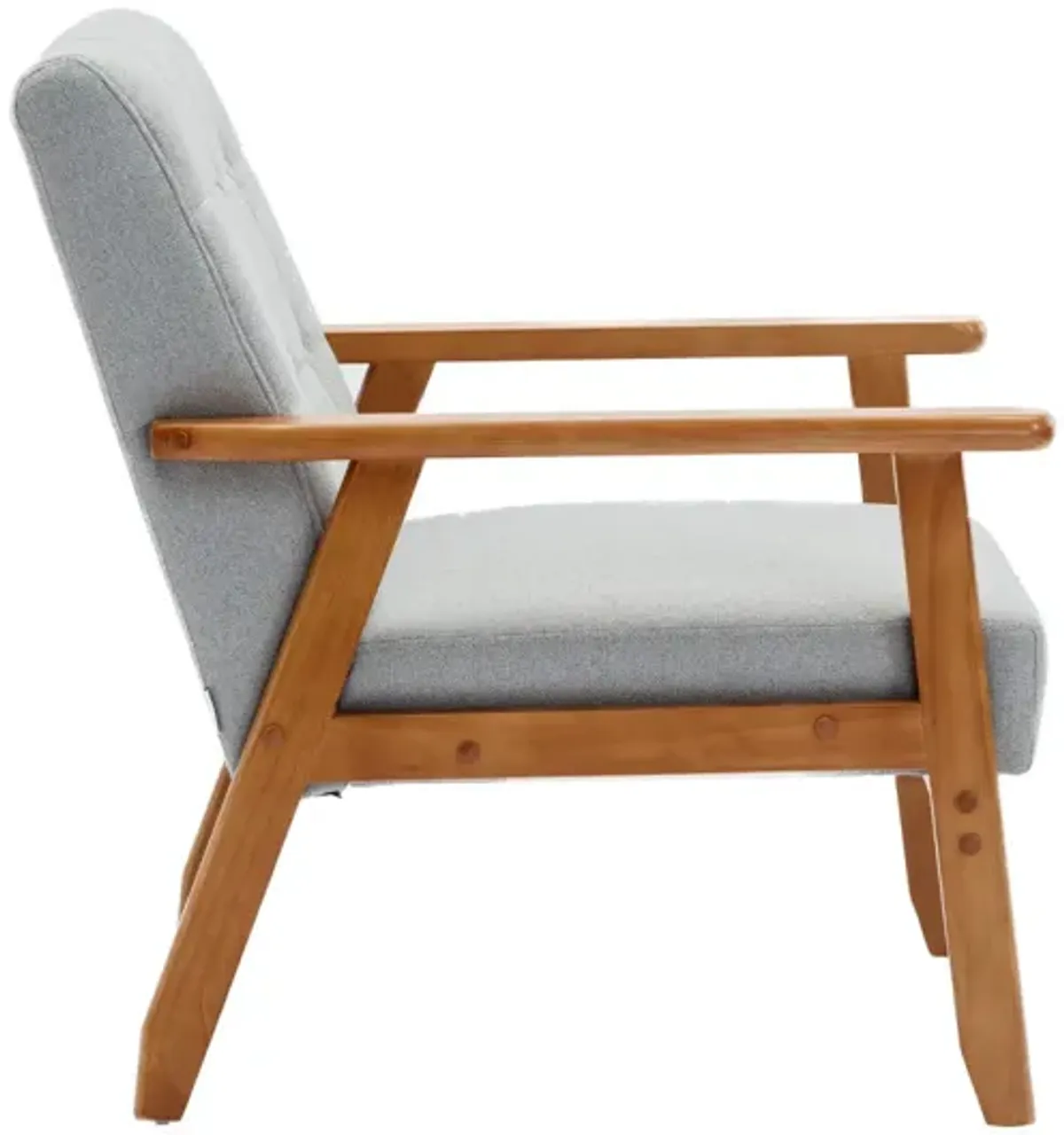 Leisure Chair With Solid Wood Armrest And Feet, Mid-Century Modern Accent Chair