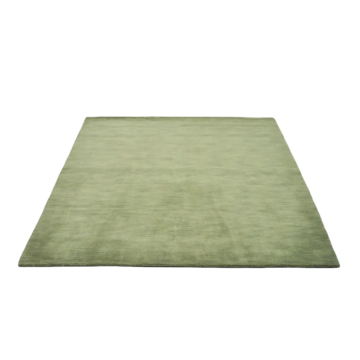 RUGSOTIC CARPETS HAND KNOTTED LOOM WOOL ECO-FRIENDLY AREA RUGS  - 8'x8', Square, Green Color, Solid Plain Design, High Pile Thick Handmade Anti Skid Area Rugs for Living Room, Bed Room (L00111)