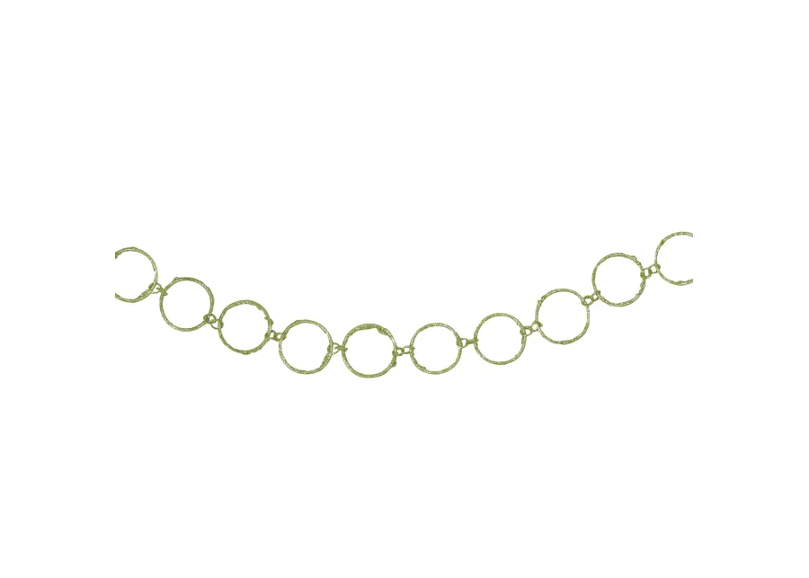 5' x 1.75" Lime Green Glittered Round Ring Chain Artificial Christmas Garland - Unlit