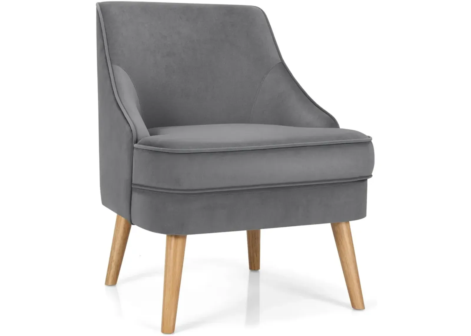 Mid Century Velvet Accent Chair with Rubber Wood Legs for Bedroom