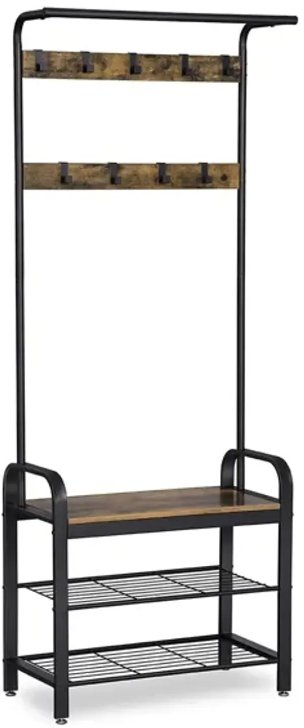 Hivvago Industrial Coat Rack with Bench for Entryway