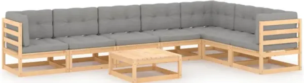 vidaXL 8 Piece Garden Lounge Set with Cushions Solid Pinewood