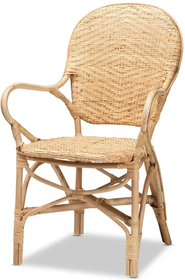 Baxton Studio Genna Modern Bohemian Natural Brown Finished Rattan Dining Chair