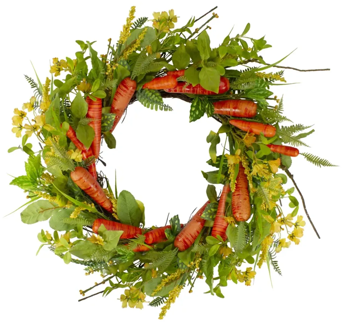 Carrot and Berry Foliage Easter Floral Spring Wreath  Orange and Yellow 22"