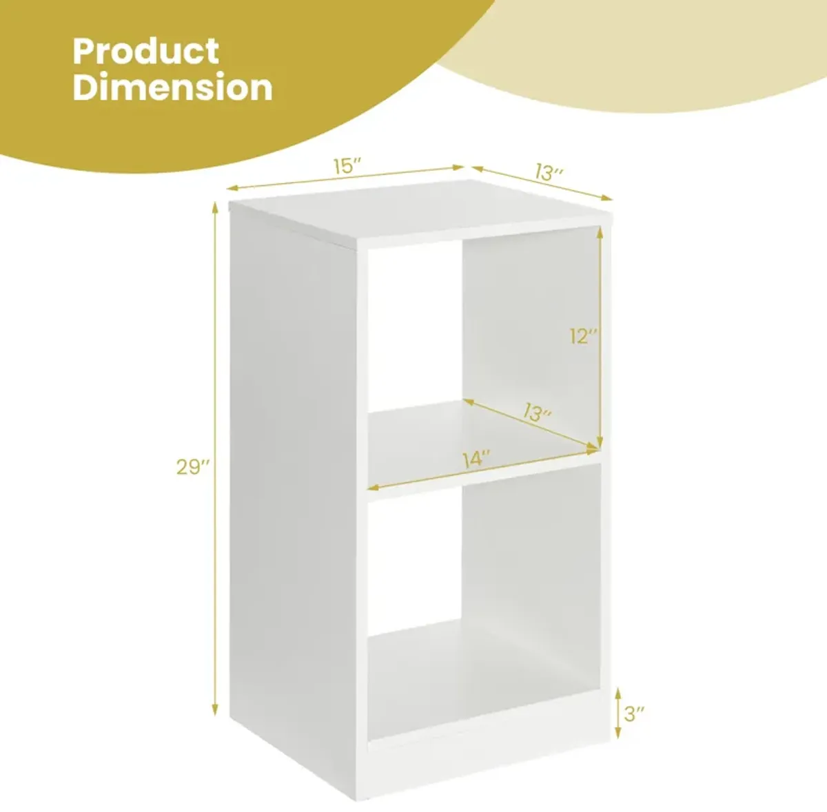 2 Pieces 2-tier Bookcase Set with Anti-toppling Device