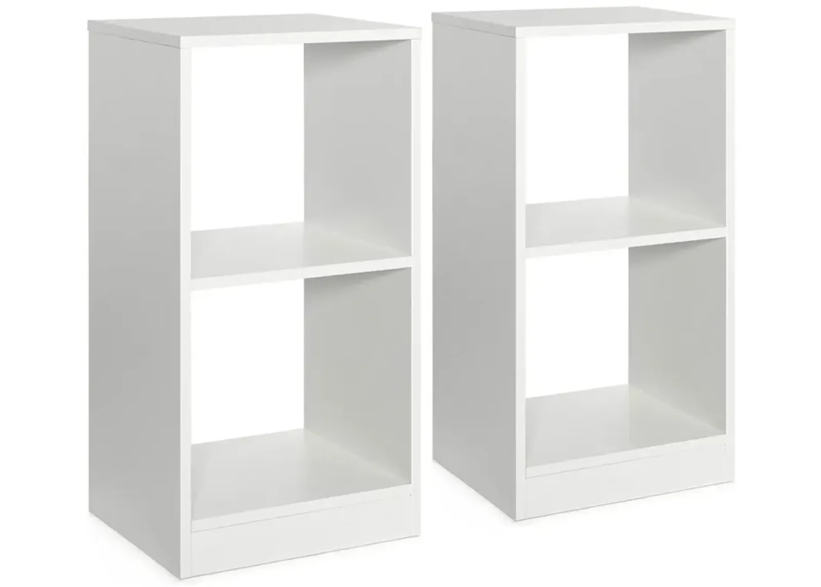 2 Pieces 2-tier Bookcase Set with Anti-toppling Device