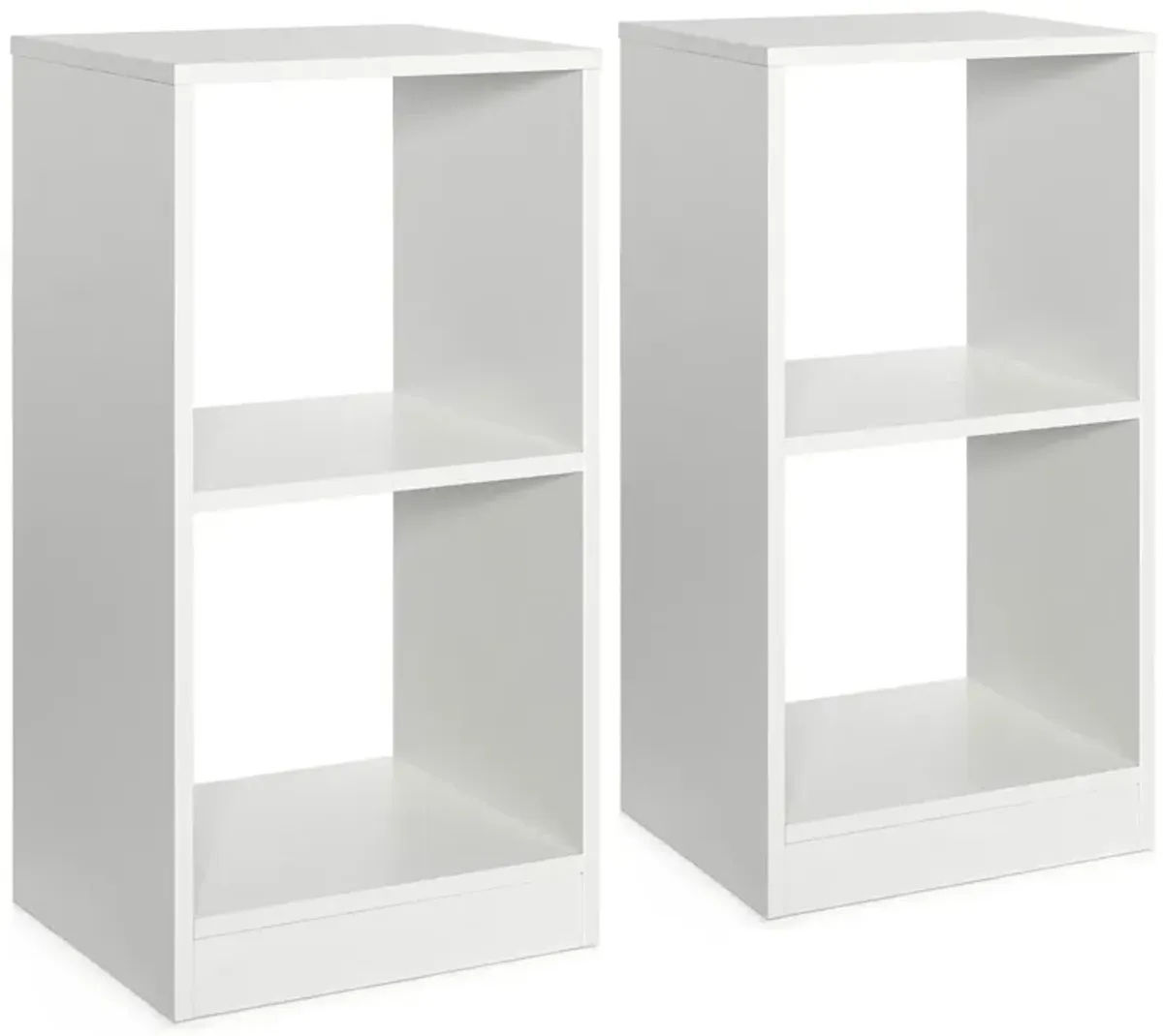 2 Pieces 2-tier Bookcase Set with Anti-toppling Device