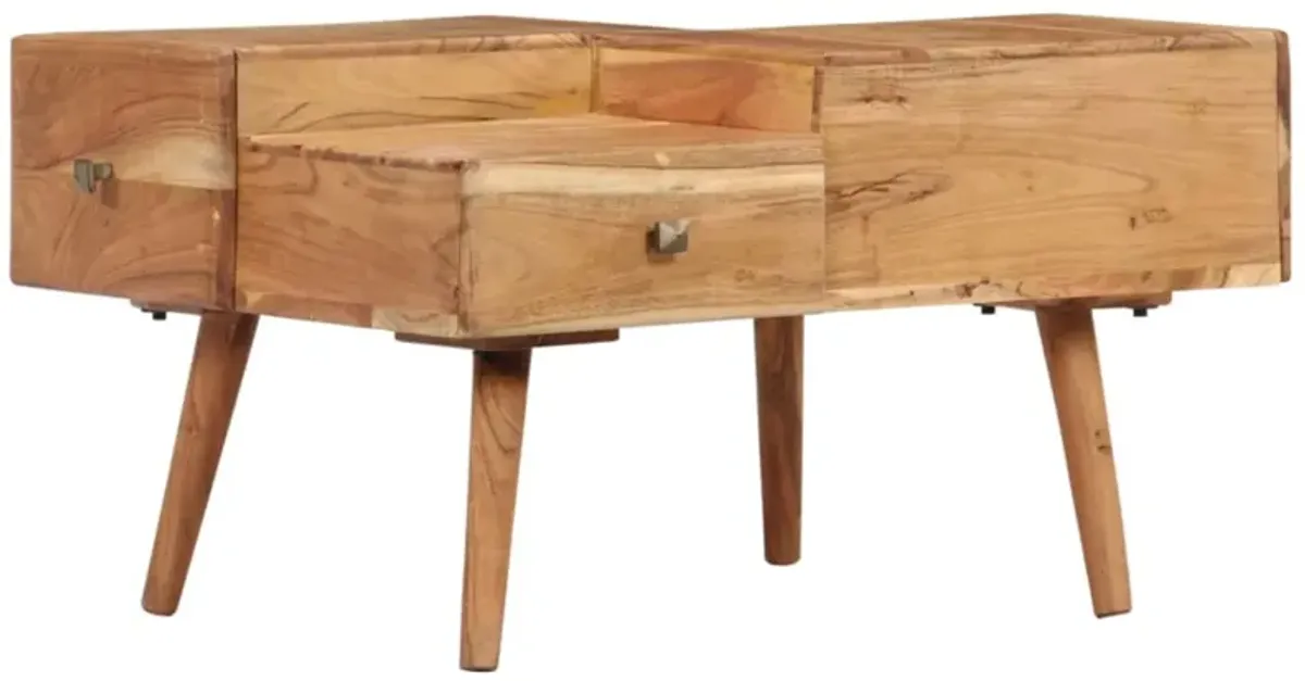 vidaXL Coffee Table 27.5"x23.6"x16.5" Solid Acacia Wood