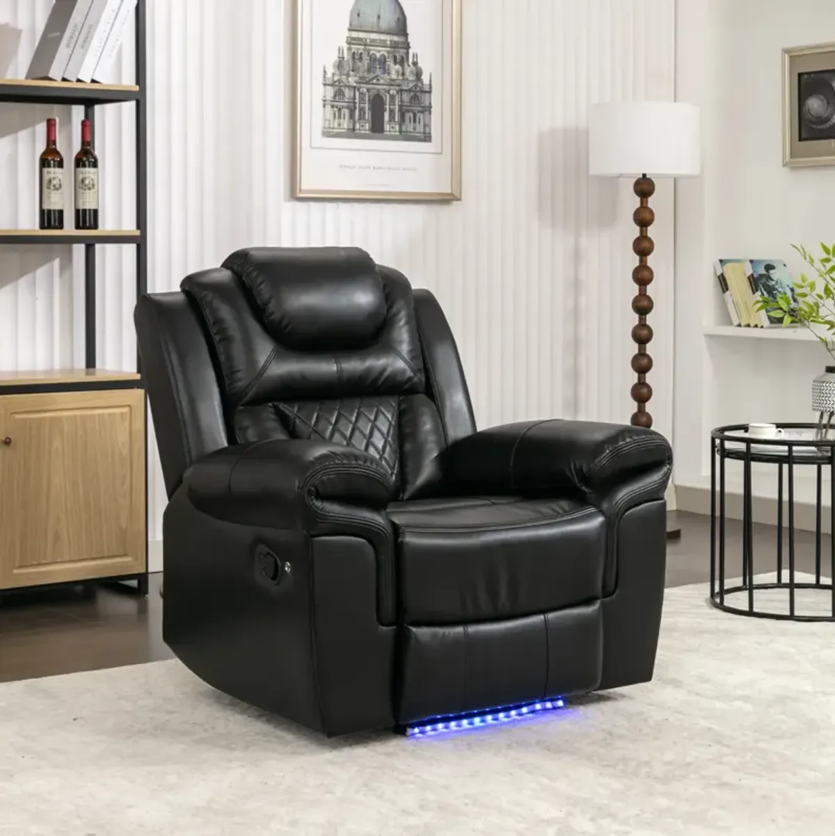 Home Theater Seating Manual Recliner Chair With LED Light Strip For Living Room, Bedroom