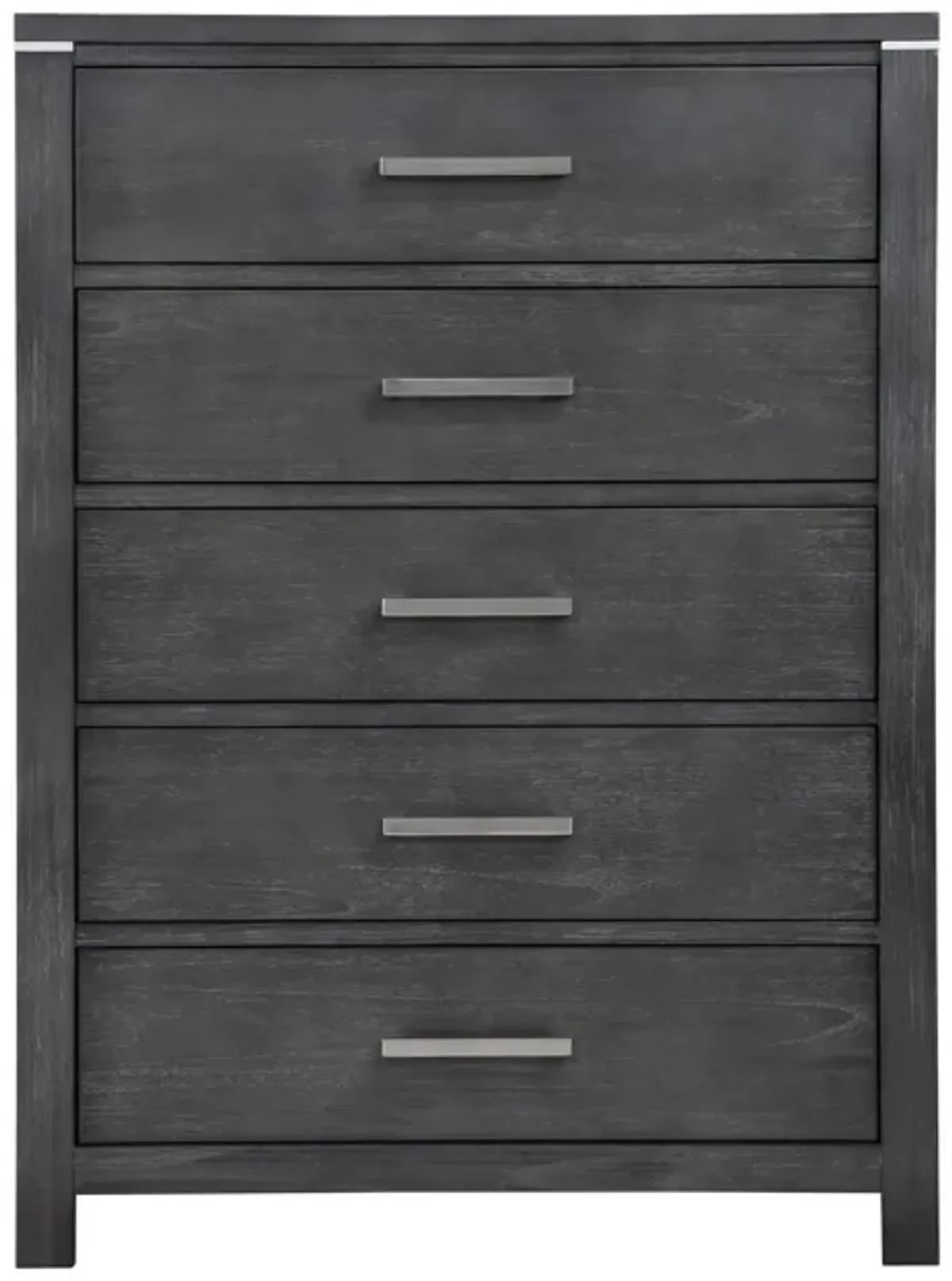 Benjara Tal 52 Inch Tall Dresser Chest, 5 Drawers, Handles, Charcoal, Gray, Chrome