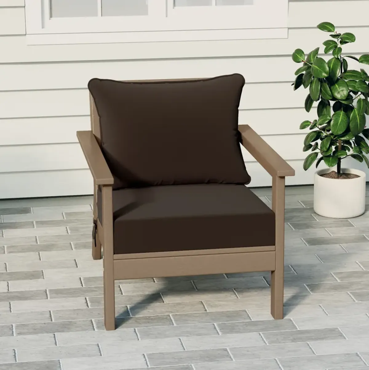 WestinTrends Outdoor Modern HDPE Patio Club Chair with Deep Seat Cushions