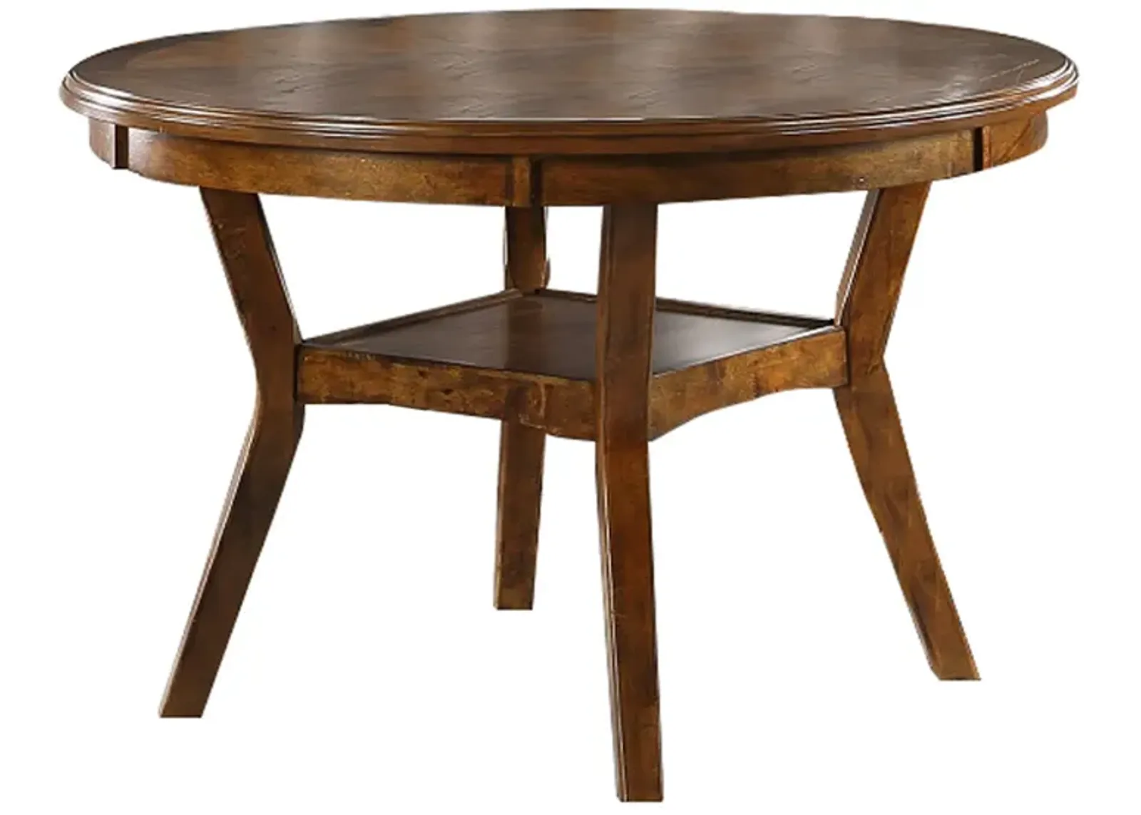 Round Top Wooden Dining Table with Boomerang Legs, Walnut Brown-Benzara