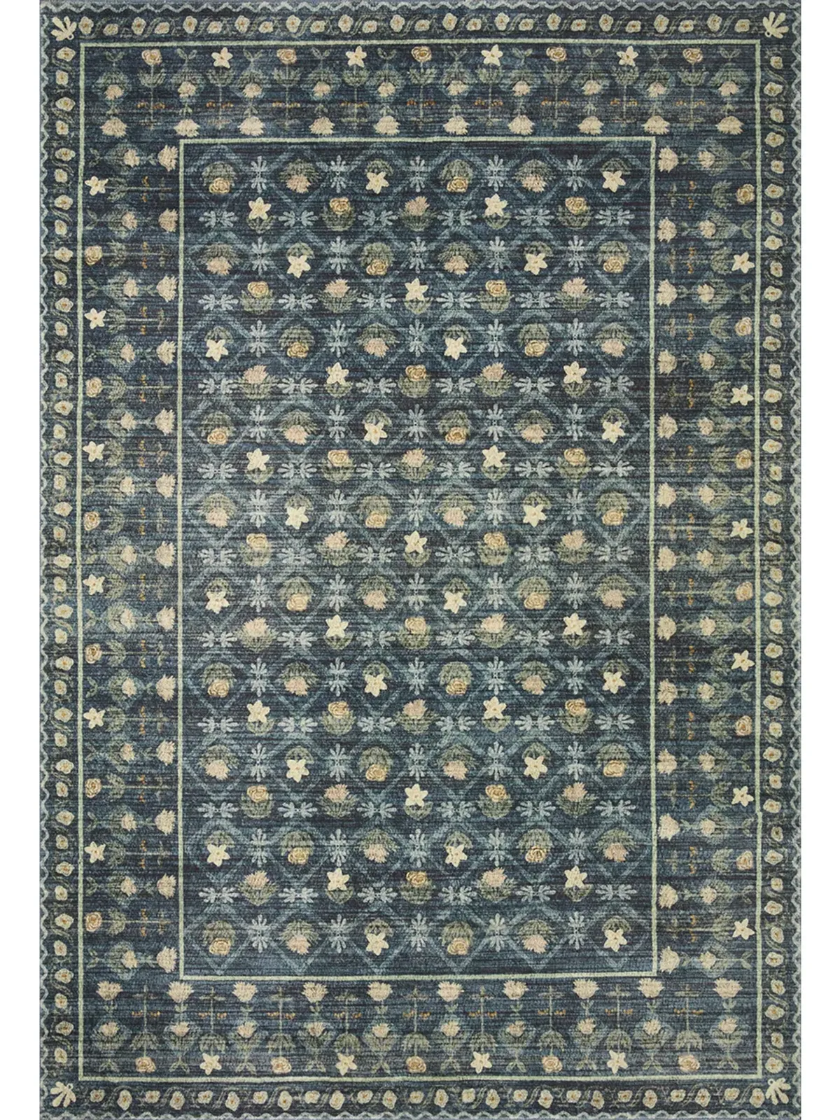 Eden Lattice EDE03 Indigo 5' x 7'6" Rug by Rifle Paper Co. x Loloi