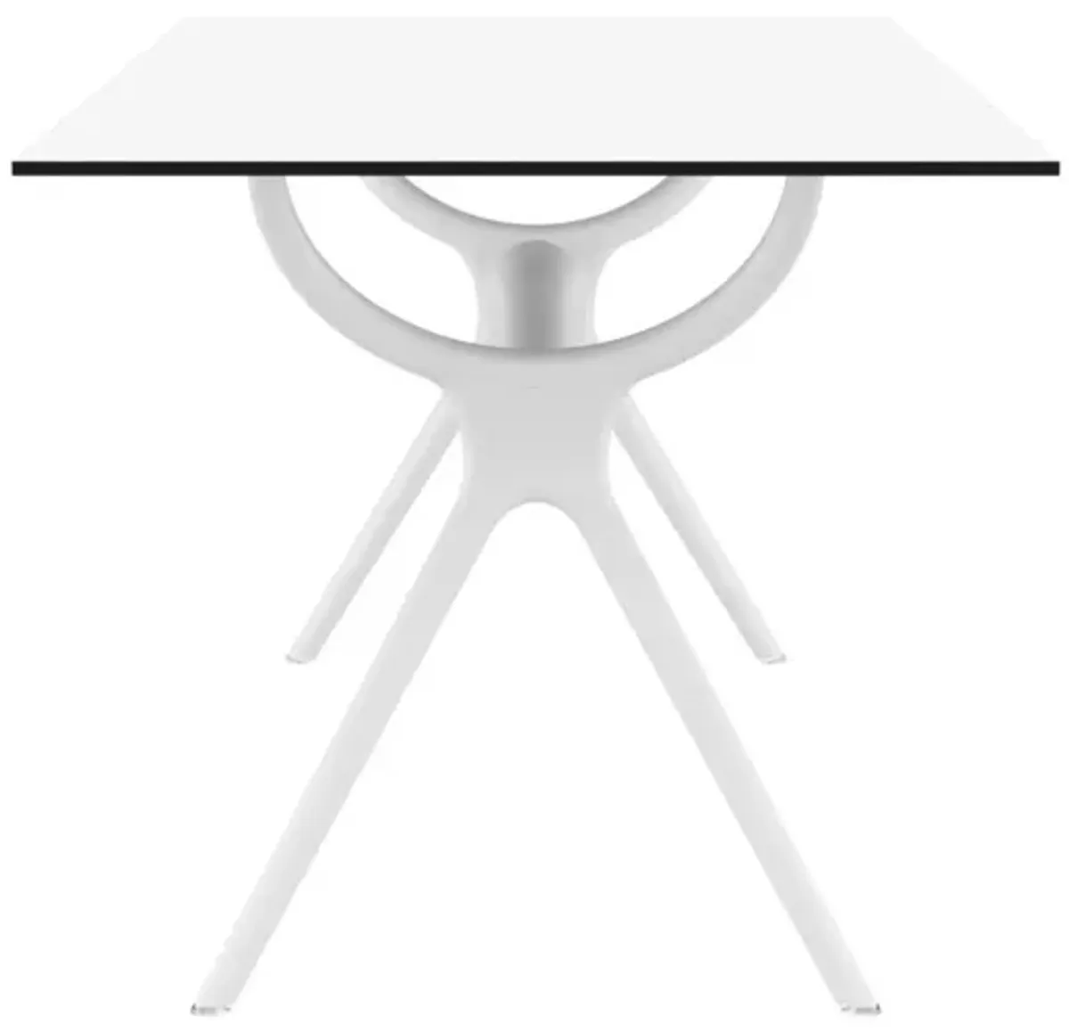 55" White Sleek Rectangular Outdoor Patio Dining Table