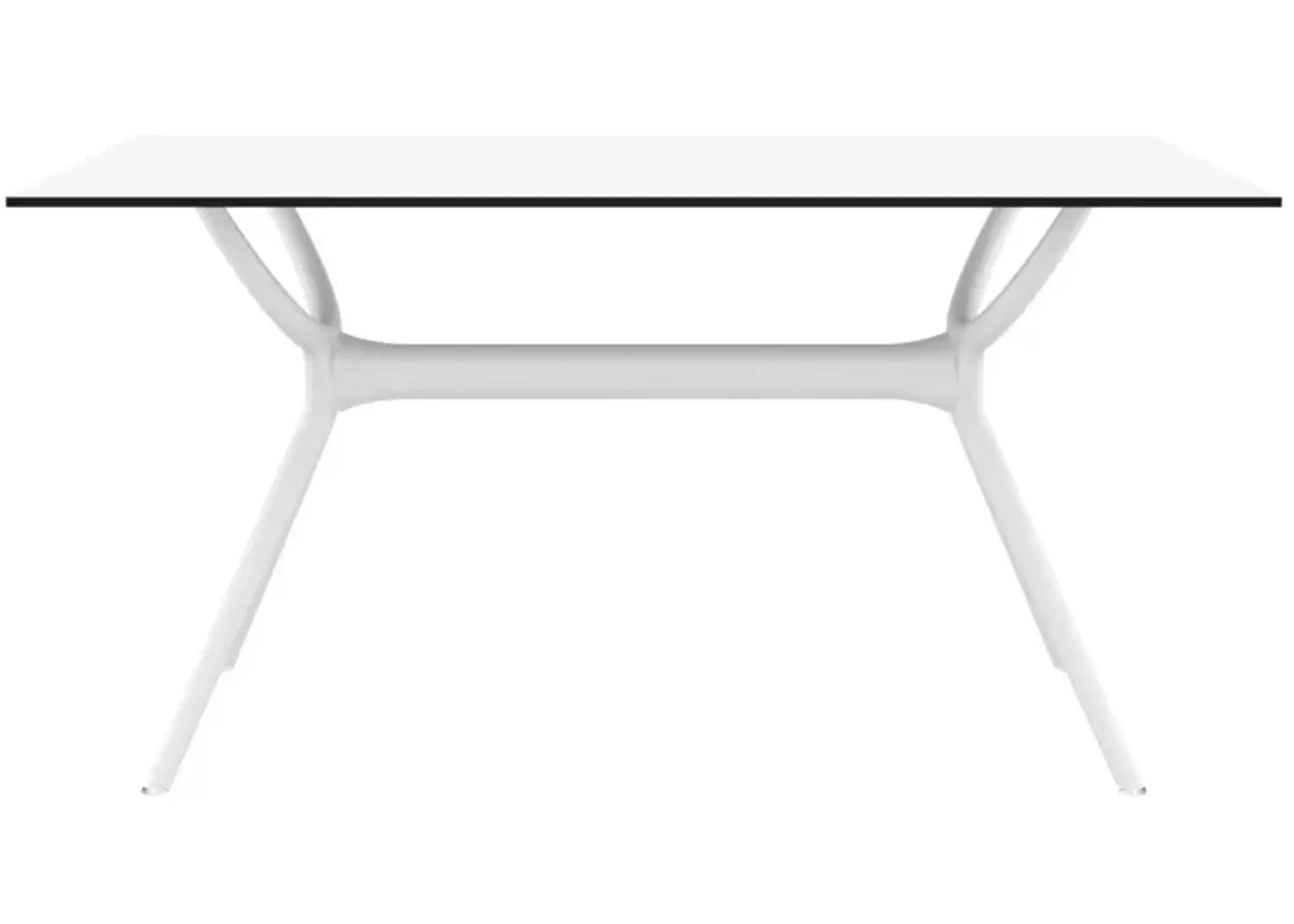 55" White Sleek Rectangular Outdoor Patio Dining Table