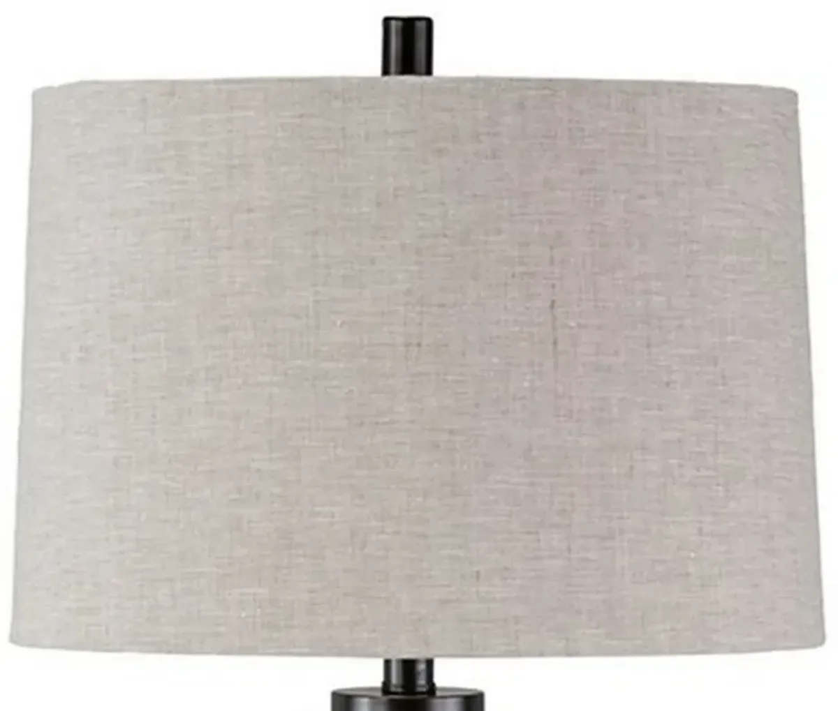 Glass and Metal Frame Table Lamp with Fabric Shade, Gray and Black-Benzara