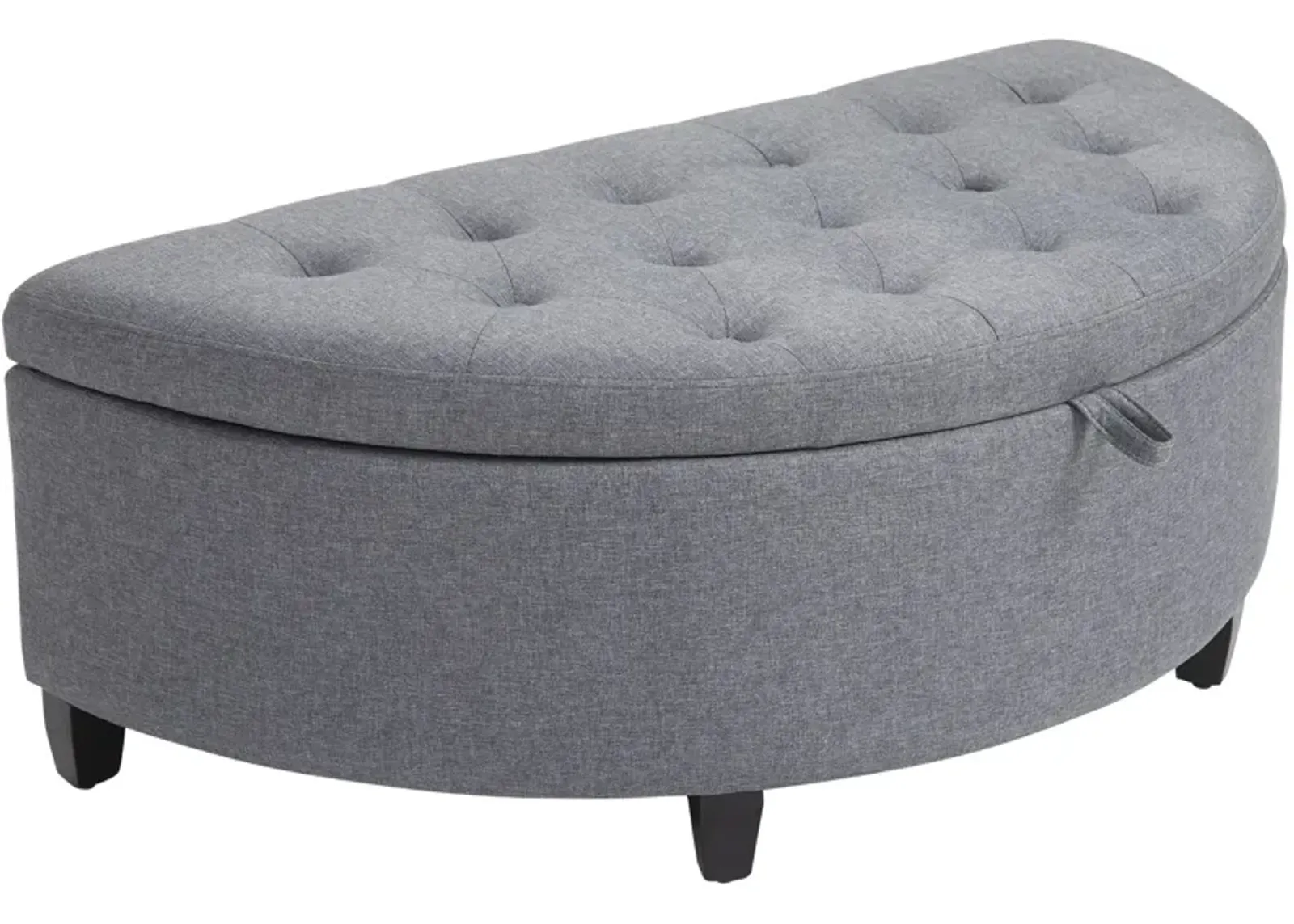 Gray Entryway Elegance: Half Moon Storage Ottoman Bench