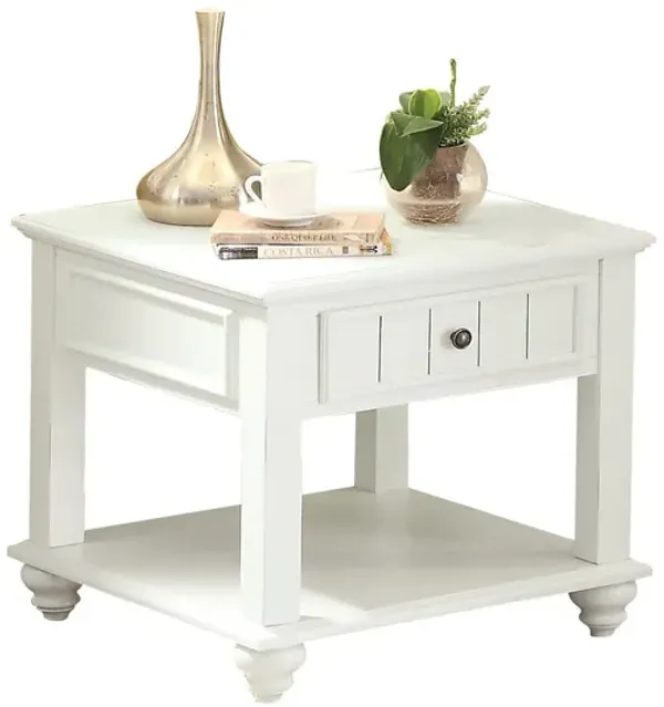 Hivvago 24" White Washed Square End Table With Drawer And Shelf