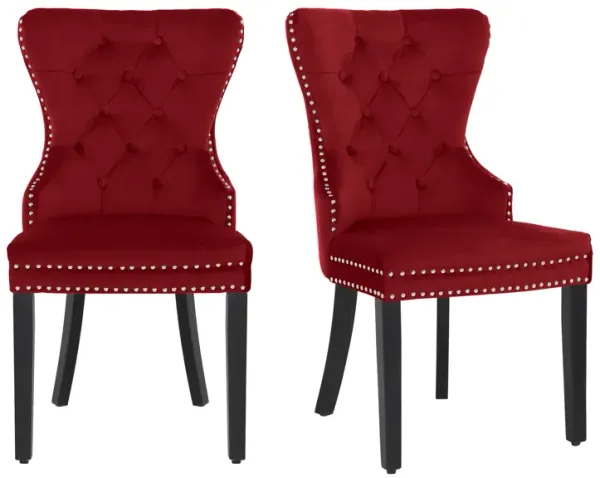 WestinTrends Velvet Upholstered Tufted Dining Chairs (Set of 2)