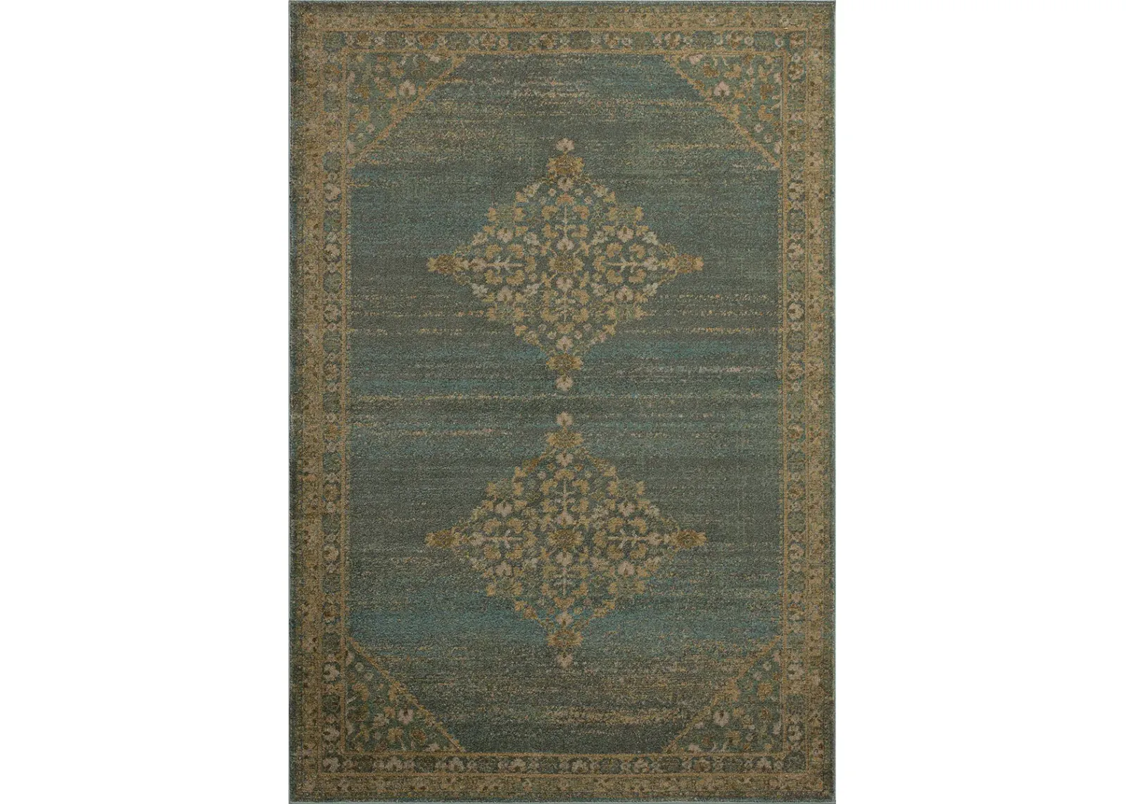 Mona Aqua/Wheat 7'6" x 7'6" Round Area Rug by Magnolia Home by Joanna Gaines x Loloi