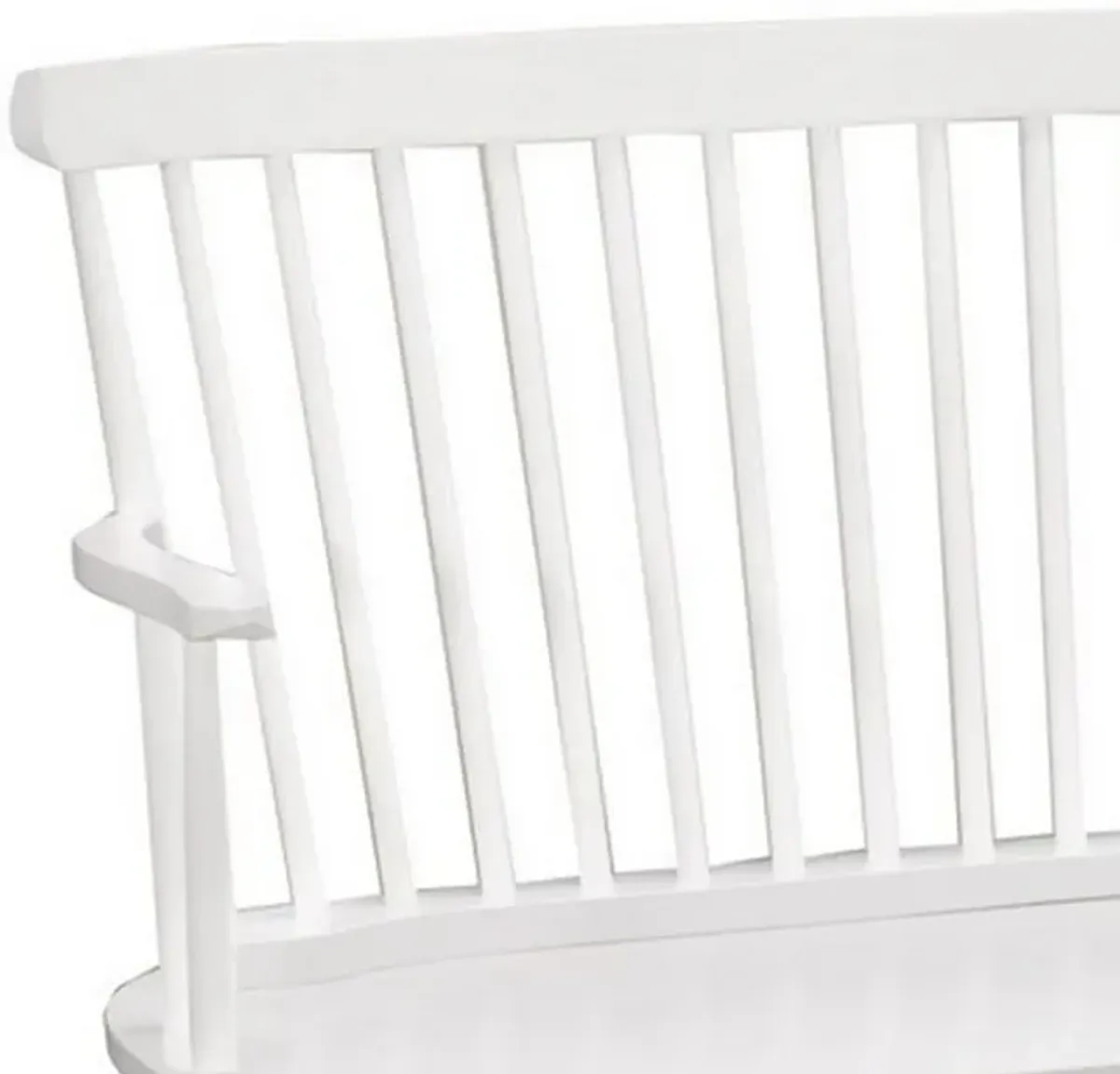 Transitional Curved Design Spindle Back Bench with Splayed Legs,White - Benzara