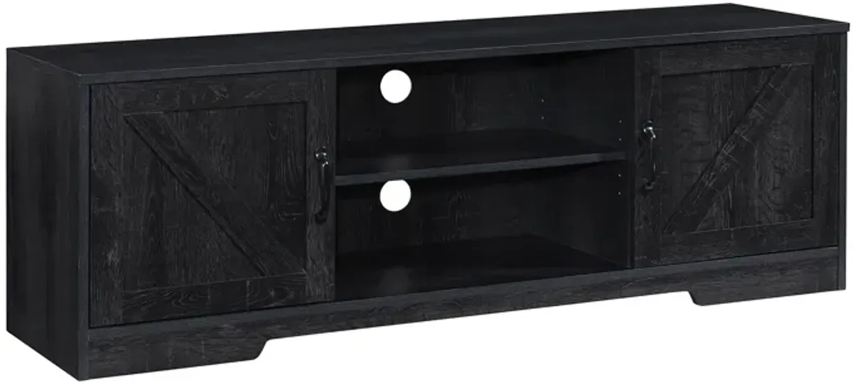 59 in. Farmhouse TV Stand For TVs Up To 65" with 2 Storage Cabinets, Wood Barn Door Media Television Console Table With Storage, Modern Entertainment Center For Living Room