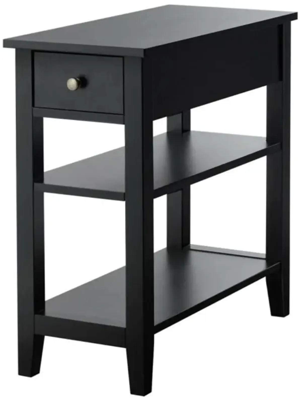 Hivvago 3-Tier Nightstand Bedside Table Sofa Side with Double Shelves Drawer