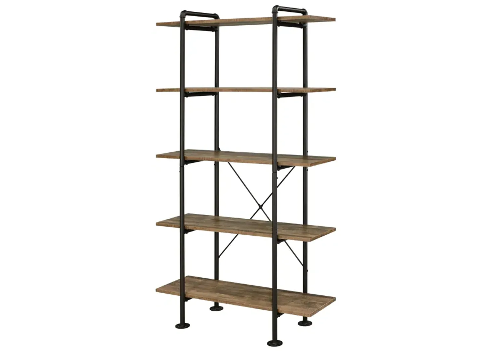 ACME Nefo Bookcase, Rustic Oak & Black Finish