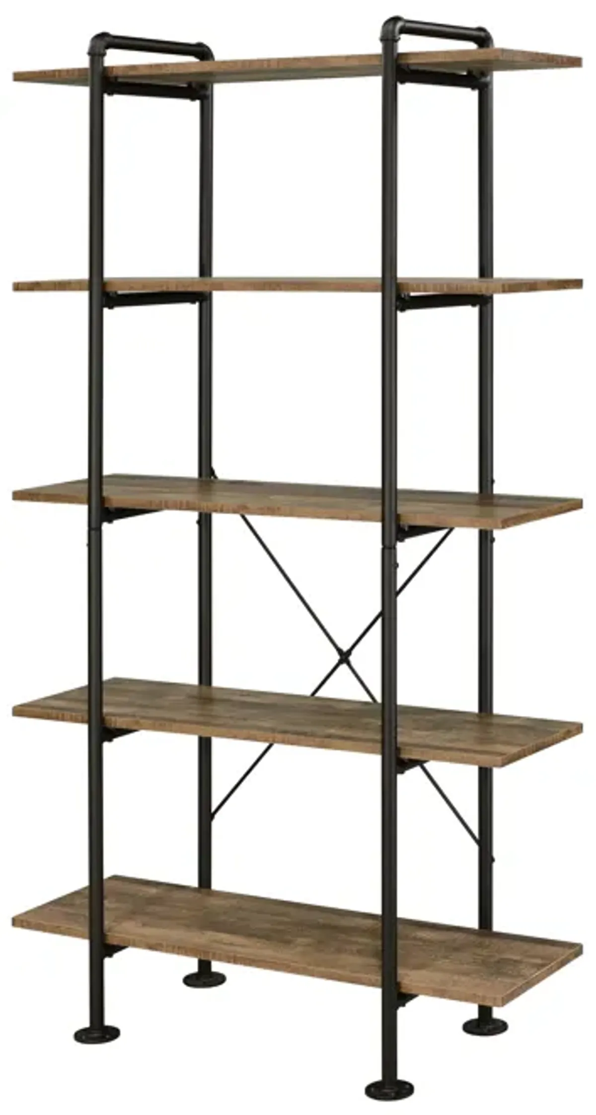 ACME Nefo Bookcase, Rustic Oak & Black Finish