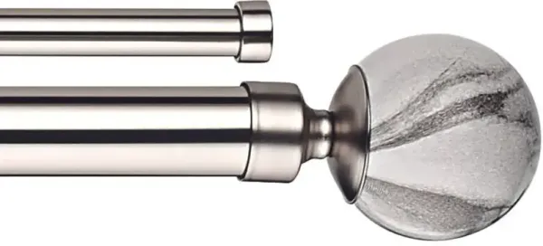 Linen Avenue Grey Stone Double Window Curtain Rod Set, 48 to 86-Inch, Brushed Nickel