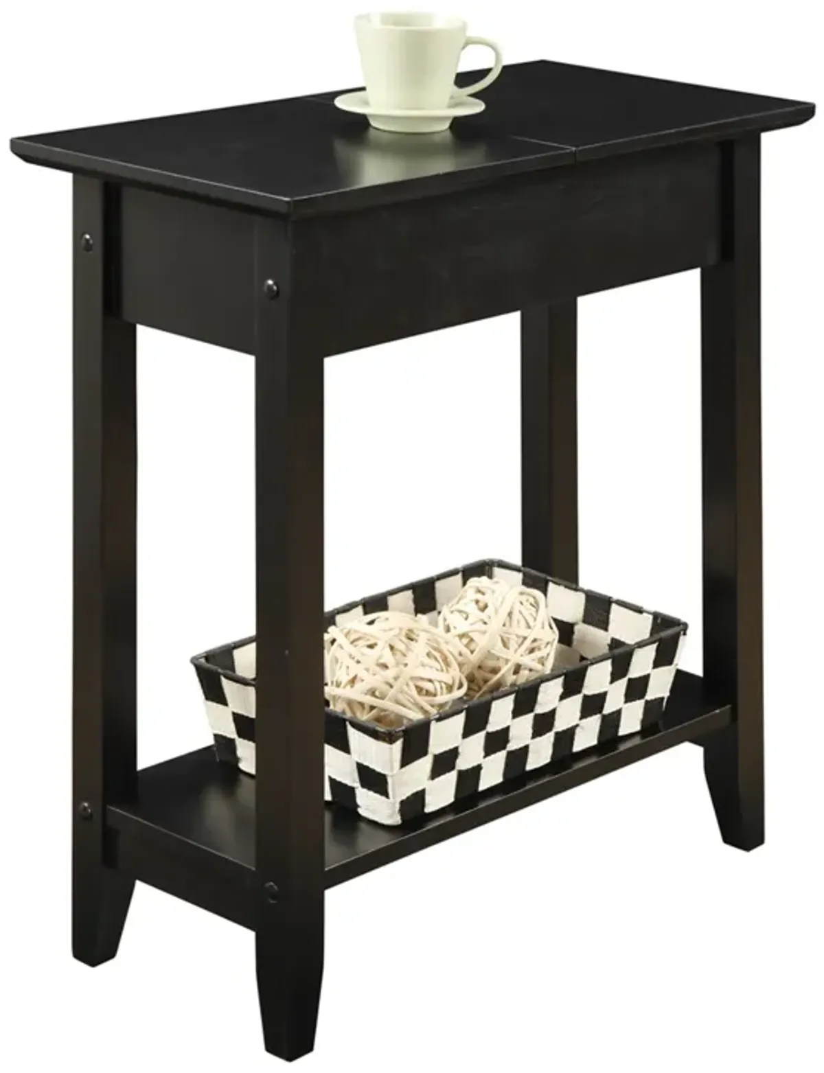 Convenience Concepts American Heritage Flip Top End Table with Shelf, Black