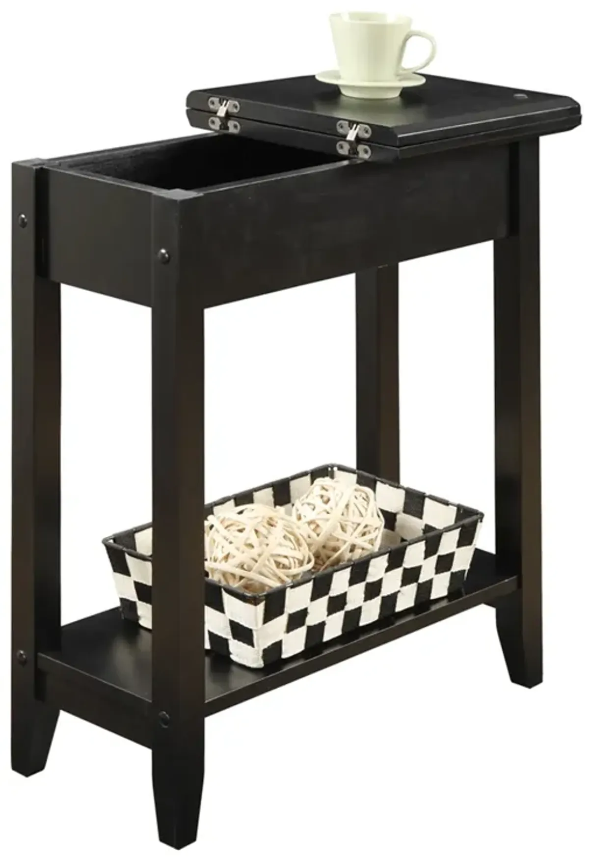 Convenience Concepts American Heritage Flip Top End Table with Shelf, Black